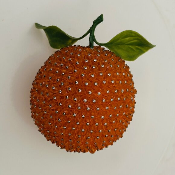 Vintage Handmade Beaded Fruit Lifesize Peach Pear Orange Apple Banana - Picture 6 of 11